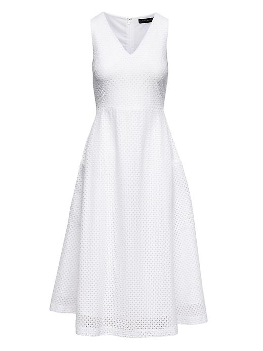 Banana Republic Womens Lace Fit-and-flare Midi Dress With Pockets White Size 4