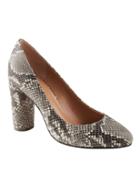 Banana Republic Womens Almond Toe Round Heel Pump - Gray Snake Effect Leather