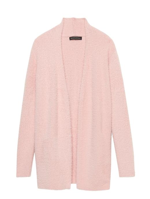 Banana Republic Womens Fuzzy Long Cardigan Sweater Pink Blush Size S