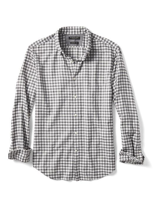 Banana Republic Mens Grant Fit Gingham Shirt - Dark Gray
