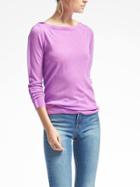 Banana Republic Womens Merino Scallop Boatneck Sweater - Neon Violet
