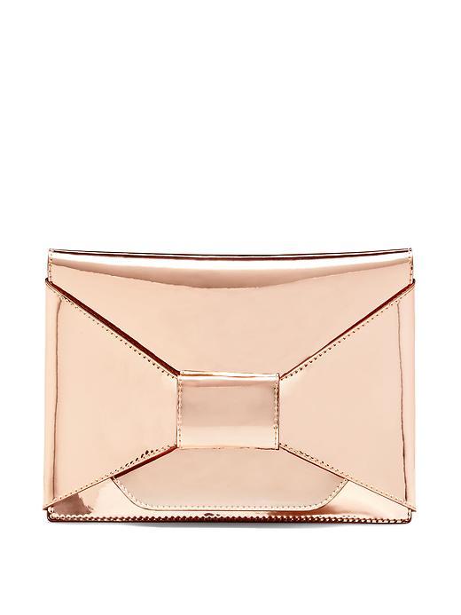 Banana Republic Womens Bow Metallic Clutch - Rose Gold