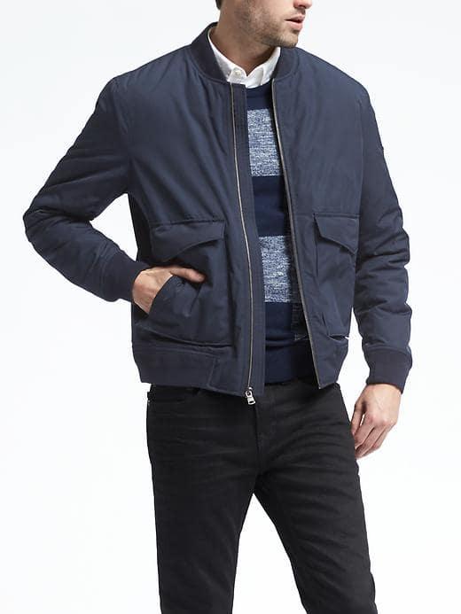 Banana Republic Mens Navy Bomber Jacket - Preppy Navy