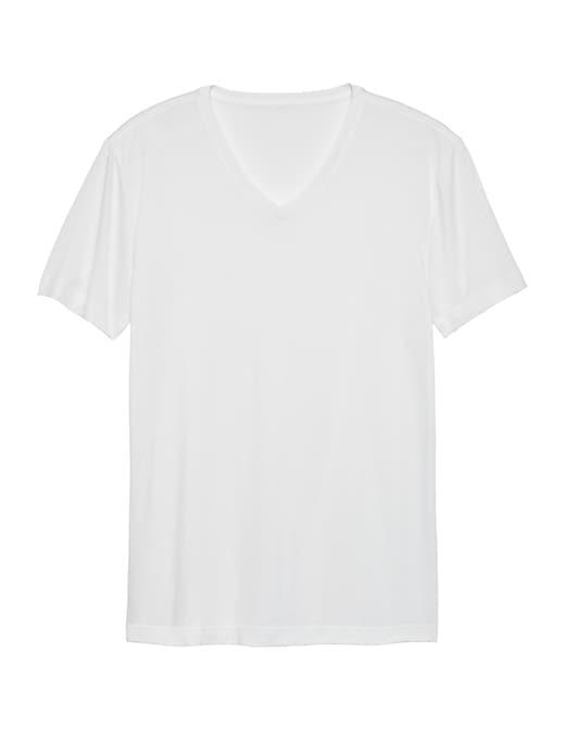 Banana Republic Mens Tech Cotton V-neck T-shirt Optic White Size L