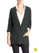 Banana Republic Womens Factory Cable Knit Cardigan Size L - Dark Teal