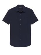 Banana Republic Mens Grant Slim-fit Seersucker Shirt Navy Size L