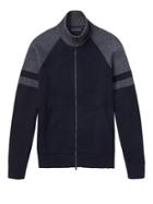 Banana Republic Mens Full-zip Block Stripe Sweater Jacket With Coolmax Technology Navy Size M
