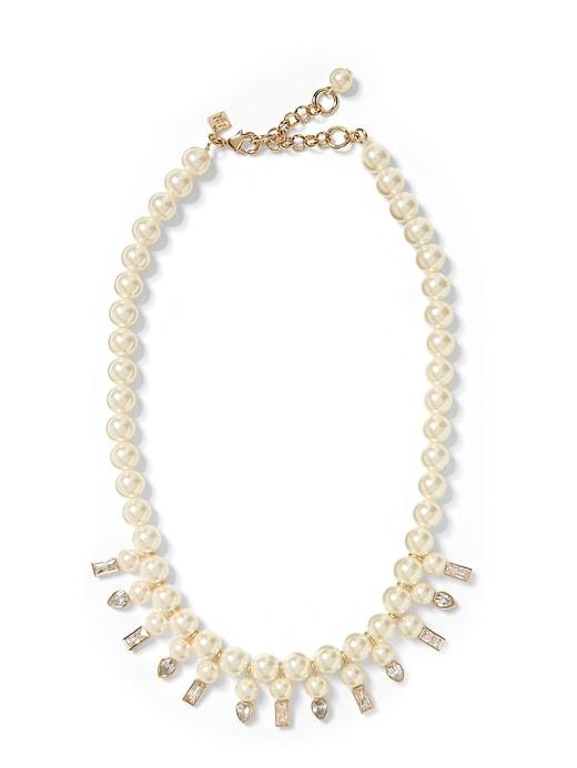Banana Republic Womens Geo Stone Pearl Necklace Gold Size One Size