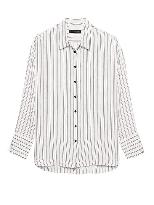 Banana Republic Womens Japan Online Exclusive Oversized Stripe Shirt White & Black Size Xs