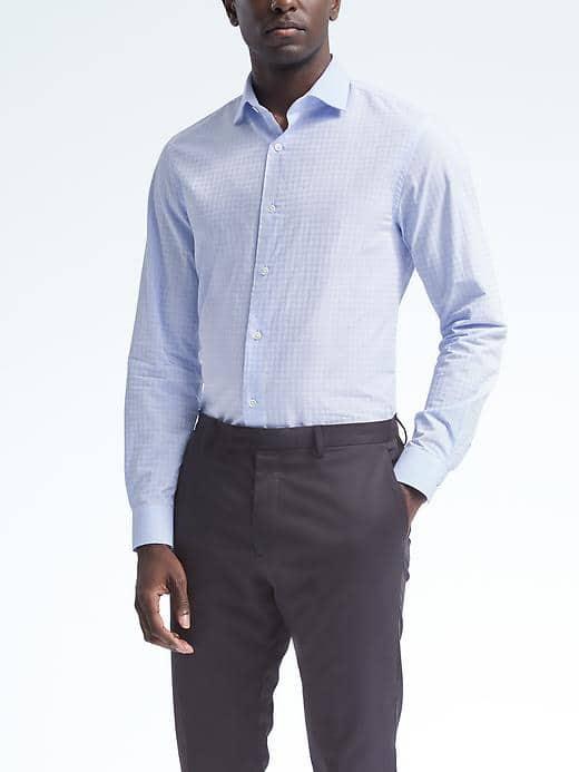 Banana Republic Monogram Grant Fit Textured Shirt - Cerulean Blue