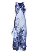 Banana Republic Womens Floral Cascade Ruffle Maxi Dress - Light Blue
