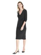 Banana Republic Womens Belted Vee Sweater Dress - Charcoal