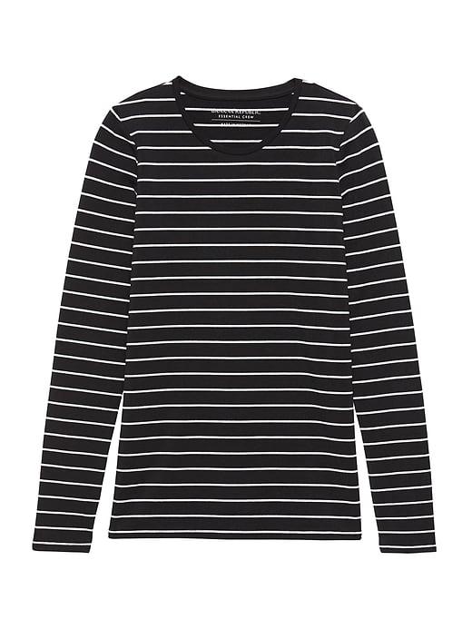 Banana Republic Womens Stretch Cotton-modal Fitted Crew-neck T-shirt Multi Stripe Size M