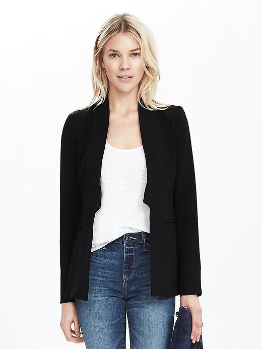 Banana Republic Seamed Lapel Long Blazer Size 0 Petite - Black