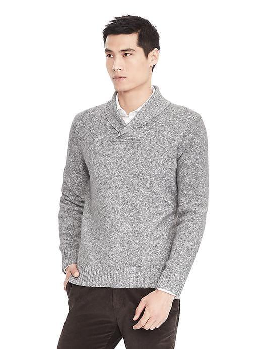Banana Republic Mens Marl Popover Shawl - Silver Grey