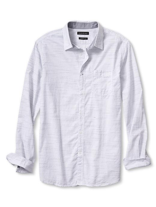 Banana Republic Mens Grant Fit Textured White Corded Stripe Shirt Size L Tall - White