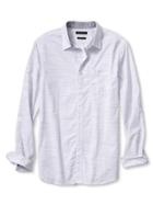 Banana Republic Mens Grant Fit Textured White Corded Stripe Shirt Size L Tall - White