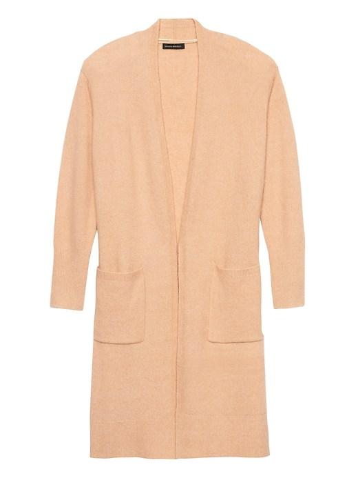 Banana Republic Womens Petite Plush Wool Blend Duster Cardigan Sweater Light Camel Size Xs