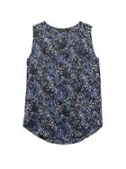 Banana Republic Womens Petite Print Pleated Drapey Tank Blue Print Size Xs