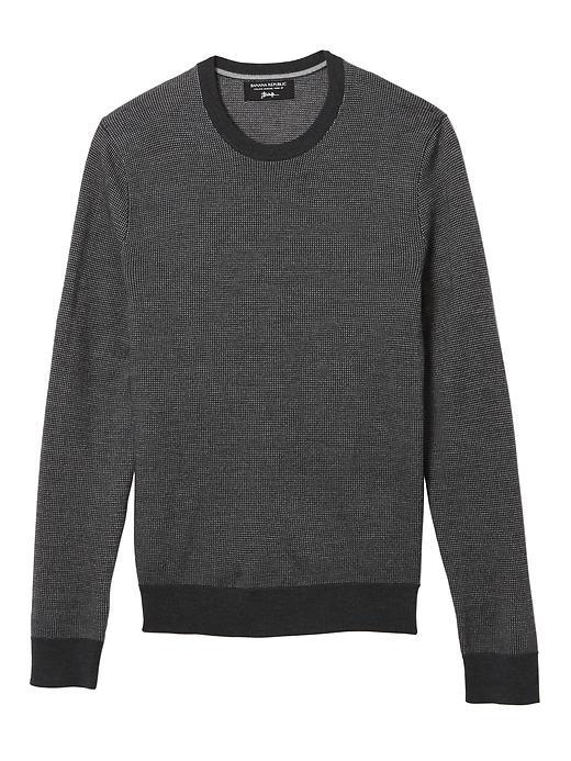 Banana Republic Mens Italian Merino Wool Birsdeye Crew Pullover - Charcoal Heather