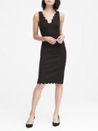 Banana Republic Womens Scalloped Bi-stretch Sheath Dress Black Size 2