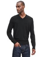 Banana Republic Mens Extra Fine Merino Wool Vee Pullover Size L Tall - Black