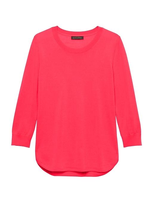 Banana Republic Womens Machine-washable Merino Curved-hem Sweater Neon Coral Glow Size Xs
