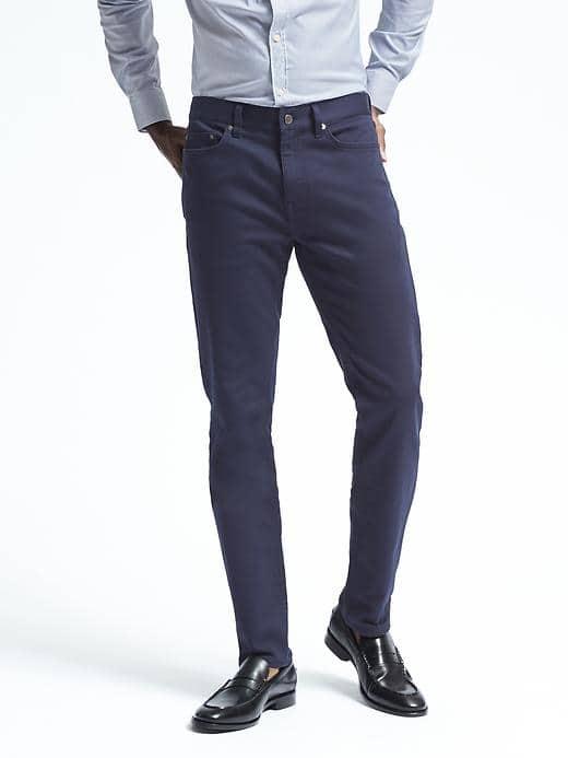 Banana Republic Mens Slim Traveler Pant - Navy