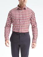 Banana Republic Mens Grant Fit Supima Cotton Bold Gingham Shirt - Red