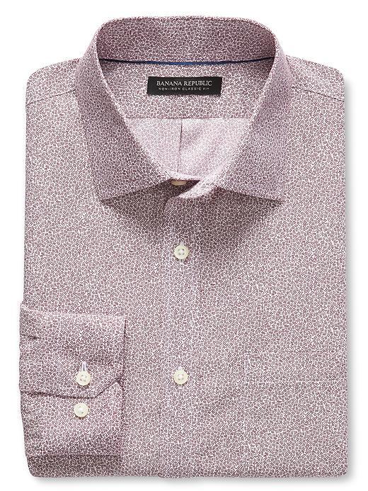 Banana Republic Mens Classic Fit Non Iron Micro Line Shirt Size L Tall - School Red