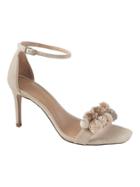 Banana Republic Womens Pom Pom Bare High Heel Sandal Fawn Suede Size 5