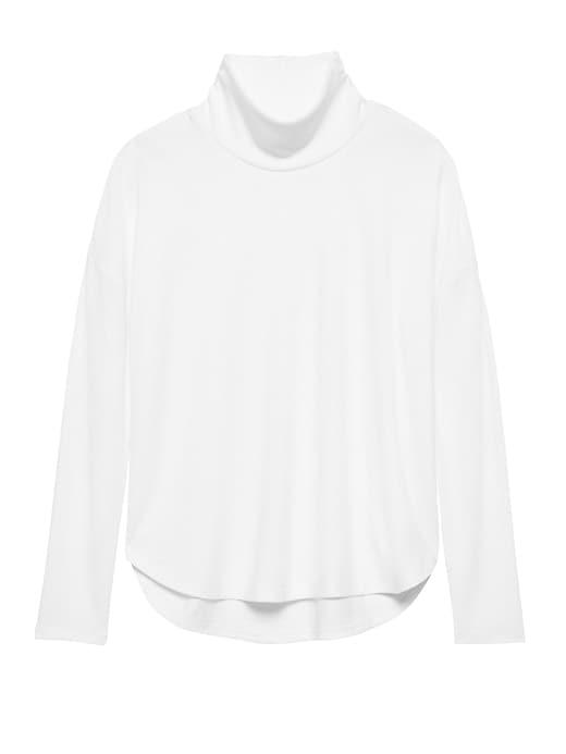 Banana Republic Womens Luxespun Turtleneck T-shirt White Size S