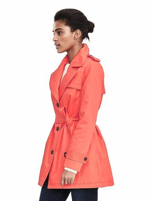 Banana Republic Womens Belted Cotton Trench - Coral