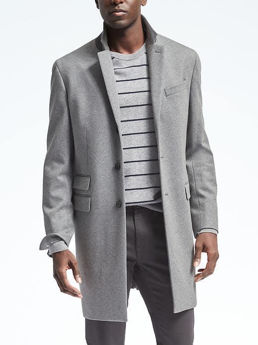Banana Republic Mens Knit Topcoat - Light Grey Heather