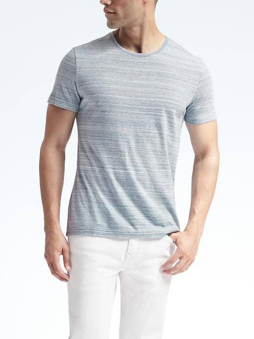 Banana Republic Mens Heathered Soft Wash Tee - Dark Blue Heather