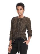 Banana Republic Womens Limited Edition Cable Knit Sweatshirt - Bronze Brown Global