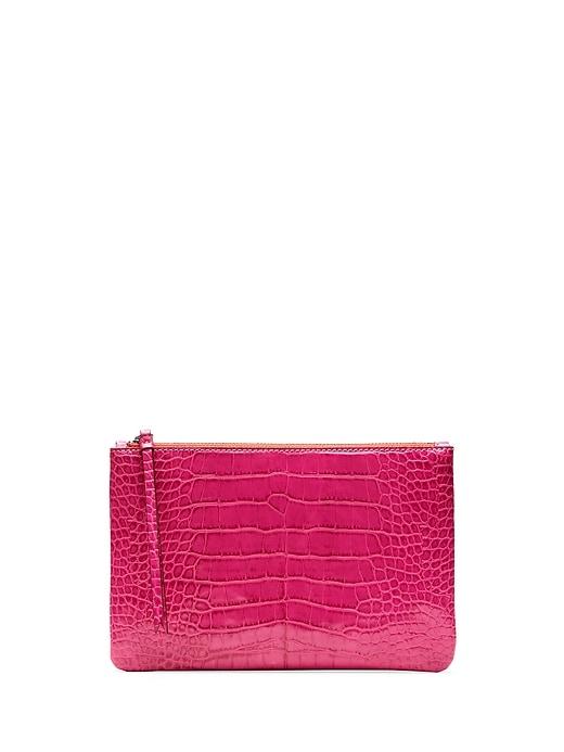 Banana Republic Womens Embossed Medium Zip Pouch Hot Pink Size One Size