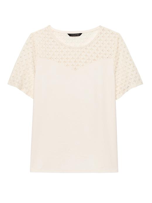 Banana Republic Womens Lace Sweetheart Ponte Top Ecru Size Xs