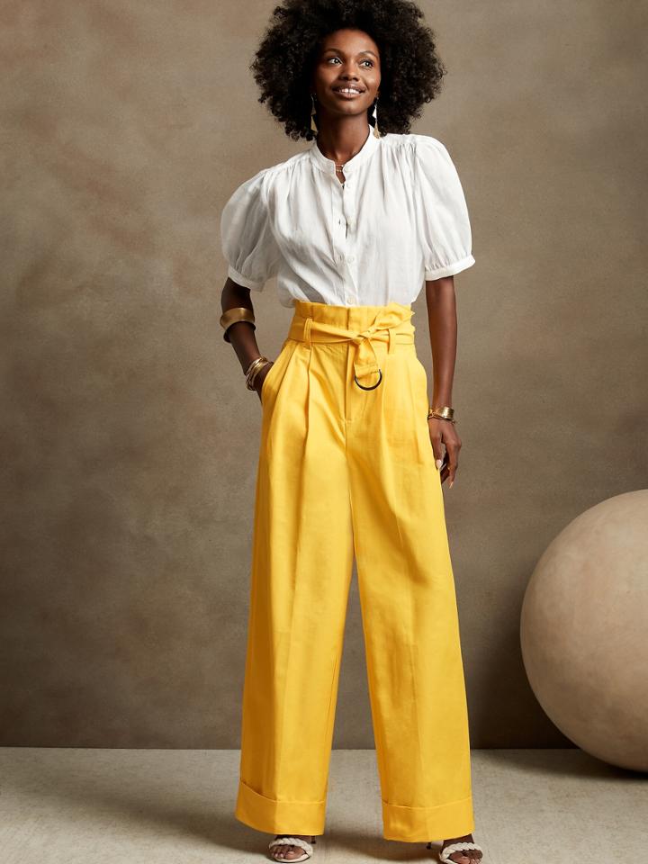 Petite Wide-leg Paperbag Pant