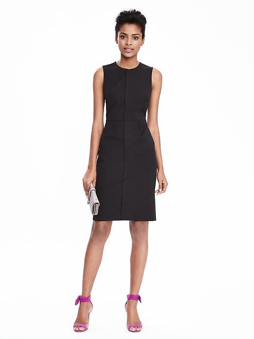Banana Republic Womens Bi Stretch Pleat Dress Size 0 Petite - Black