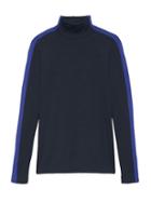 Banana Republic Womens Threadsoft Color-blocked Turtleneck T-shirt Navy Blue & Cobalt Blue Size L