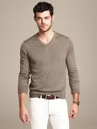 Banana Republic Silk Cotton Cashmere Vee Pullover Size Xl - New Taupe Heather