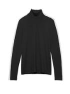 Banana Republic Womens Threadsoft Color-blocked Turtleneck T-shirt Black & White Size Xl