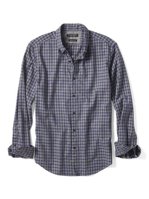 Banana Republic Mens Grant Fit Gingham Shirt - Gold Bronze