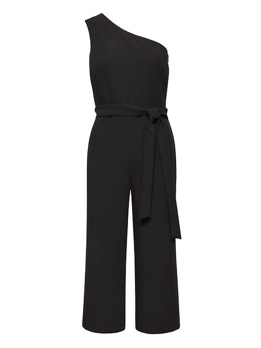 Banana Republic Womens Cropped One-shoulder Jumpsuit Black Size 20