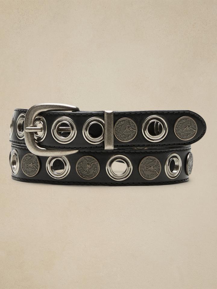 Rivet & Coin Leather Belt
