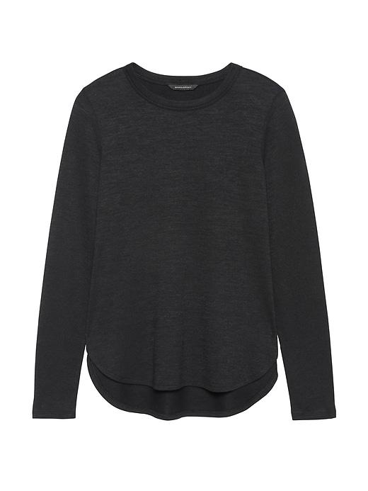 Banana Republic Womens Petite Luxespun Curved Hem T-shirt Black Size Xs