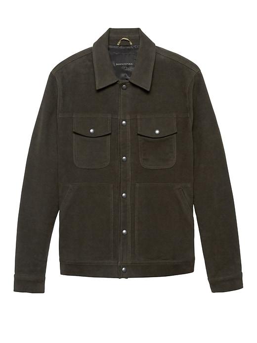 Banana Republic Mens Italian Moleskin Trucker Jacket Deep Olive Green Size Xs