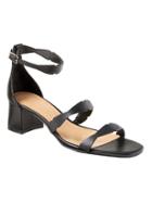 Banana Republic Womens Laser-cut Low Block-heel Sandal Black Leather Size 8