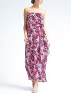 Banana Republic Womens Ruffle Maxi Dress - Pink Multi